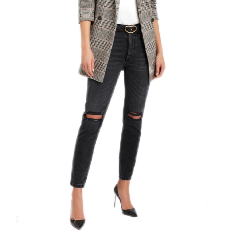 •BOYISH• The Billy High Rise Rigid Denim Touch of Evil Black Distressed